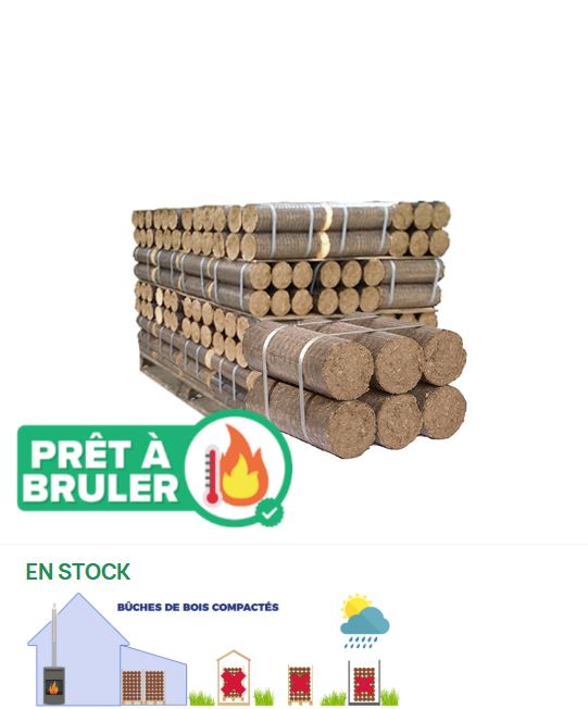 CARTON 12 KG DE 6 BOIS BUCHES COMPRESSEES FEUILLUS NUIT