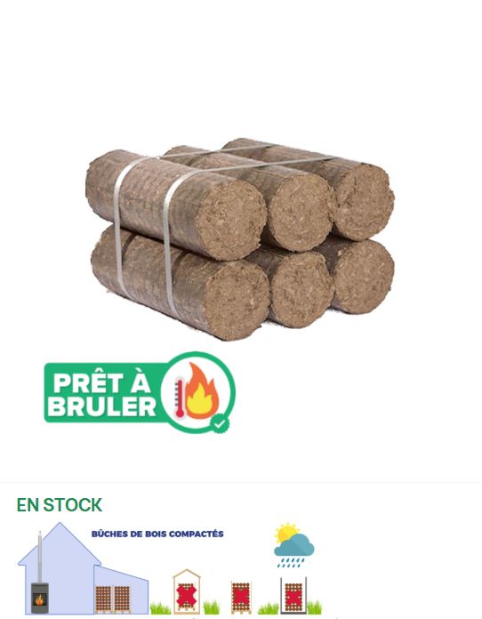 CARTON 12 KG DE 6 BOIS BUCHES COMPRESSEES FEUILLUS NUIT