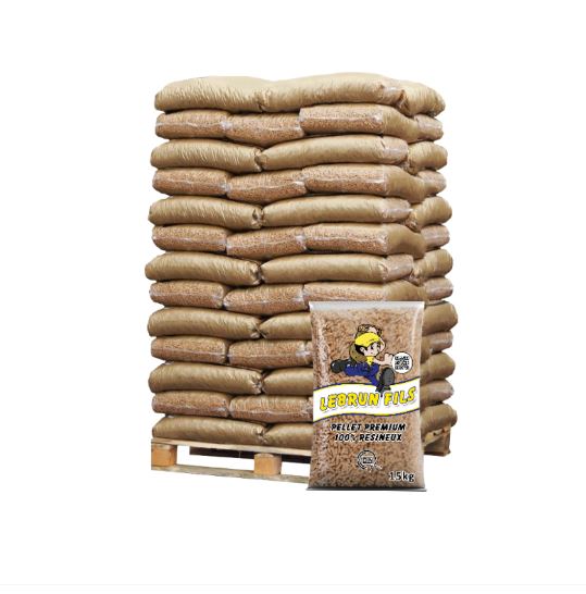 PALETTE DE 66 SACS DE 15 KG PELLETS LEBRUN FILS RESINEUX DIN+