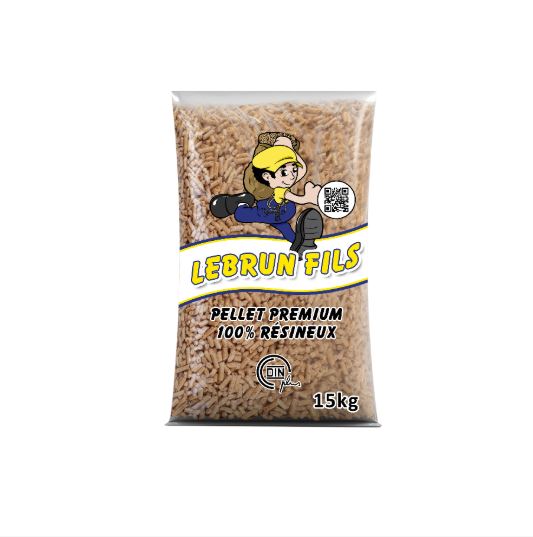 PALETTE DE 66 SACS DE 15 KG PELLETS LEBRUN FILS RESINEUX DIN+
