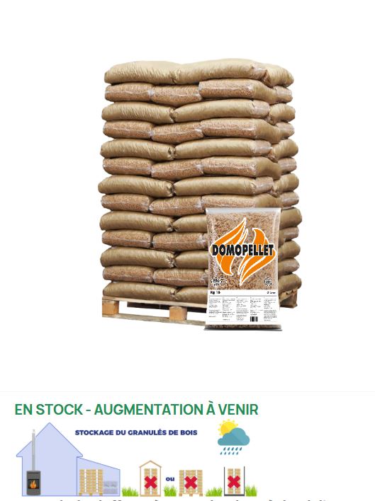 PALETTE DE 66 SACS DE 15 KG PELLETS DOMOPELLETPOWER RESINEUX DIN+ EN+