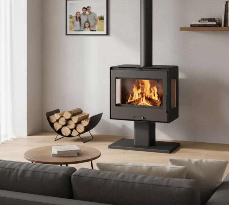 Poêle à bois vue panoramique Helia - 10 Kw