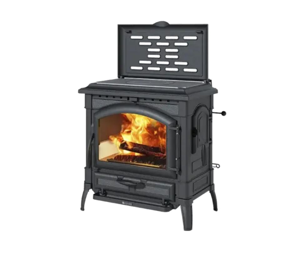 Poêle à bois avec chauffe plat Isotta con cerchi - 9,3 Kw