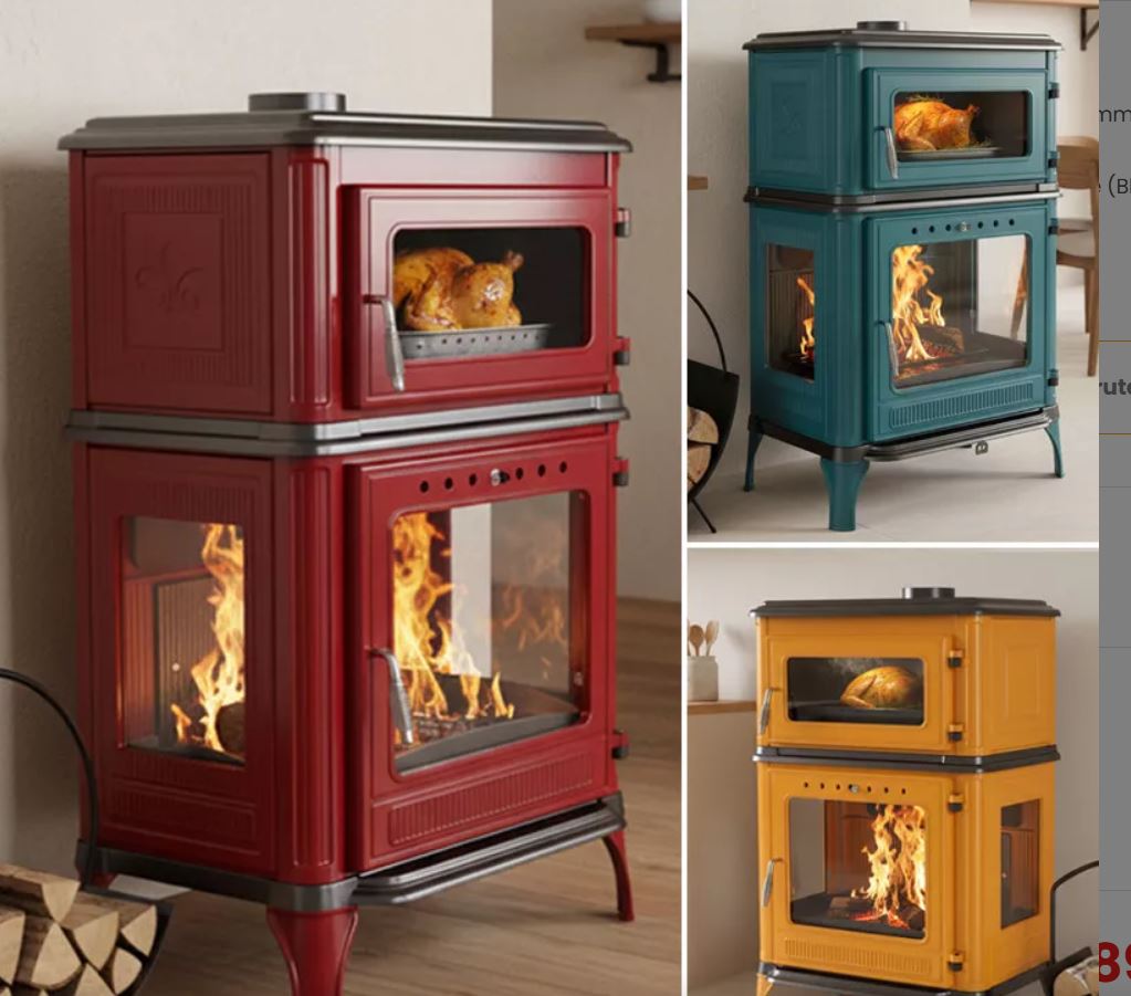 Poêle à bois avec four Granite Pop - 11 Kw
