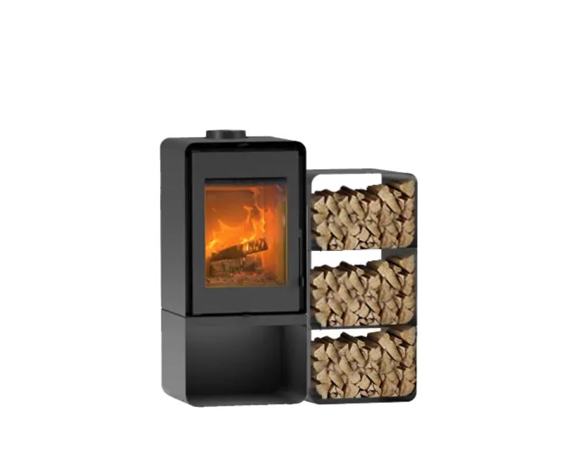 Poêle à bois Domino avec range bûche et module 3 étages - 8,5 Kw ETNA
