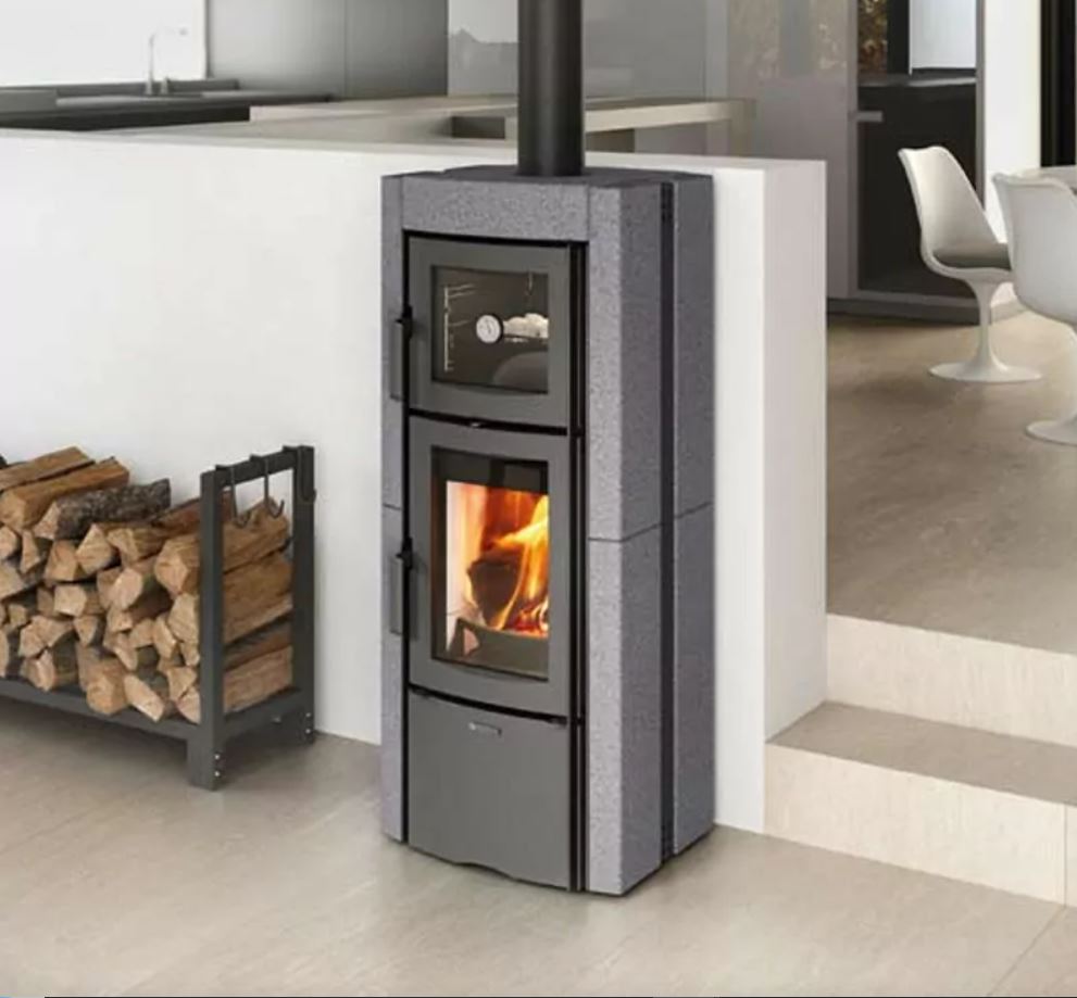 Poêle à bois avec four Ester Forno Evo pierre vulcan - 8 Kw La Nordica