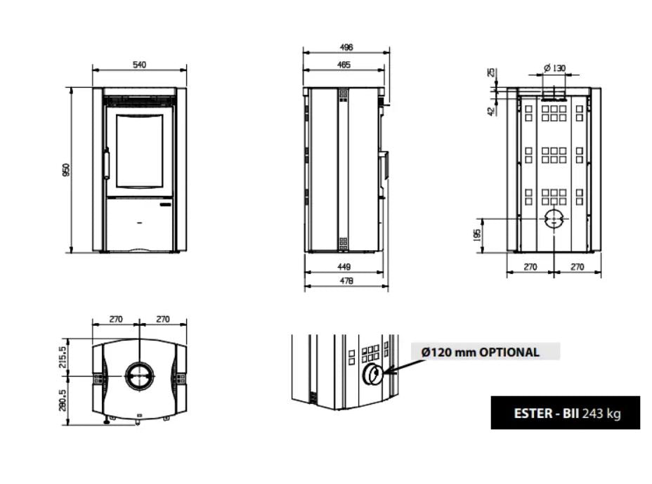 Poêle à bois avec four Ester Forno Evo pierre vulcan - 8 Kw La Nordica